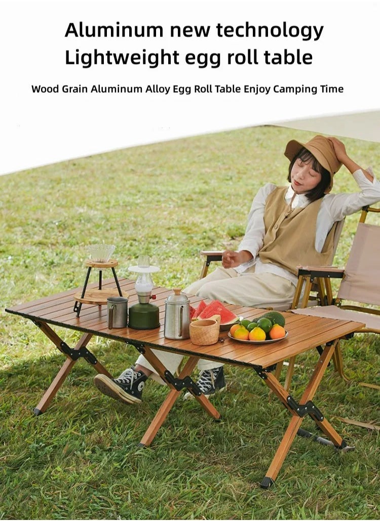 Folding Camping Table for Tourism, Outdoor Folding Table with Metal Camping Picnic Table, Convenient to Carry