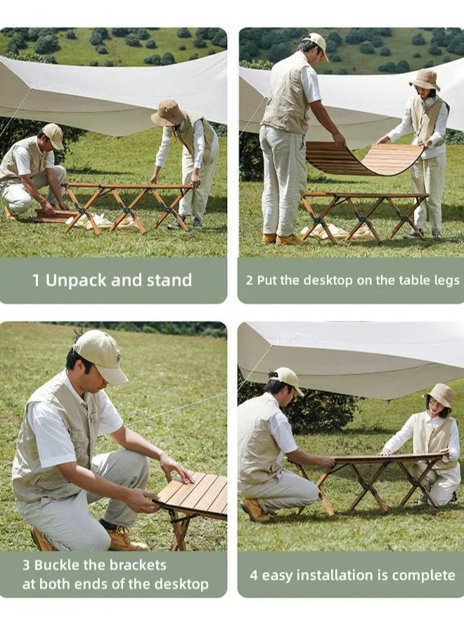 Folding Camping Table for Tourism, Outdoor Folding Table with Metal Camping Picnic Table, Convenient to Carry