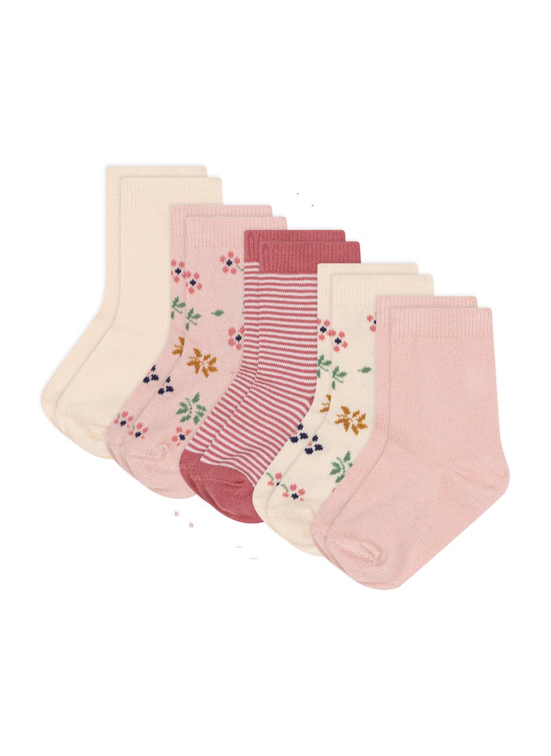 Babies' flower-patterned cotton socks - 5-Pack