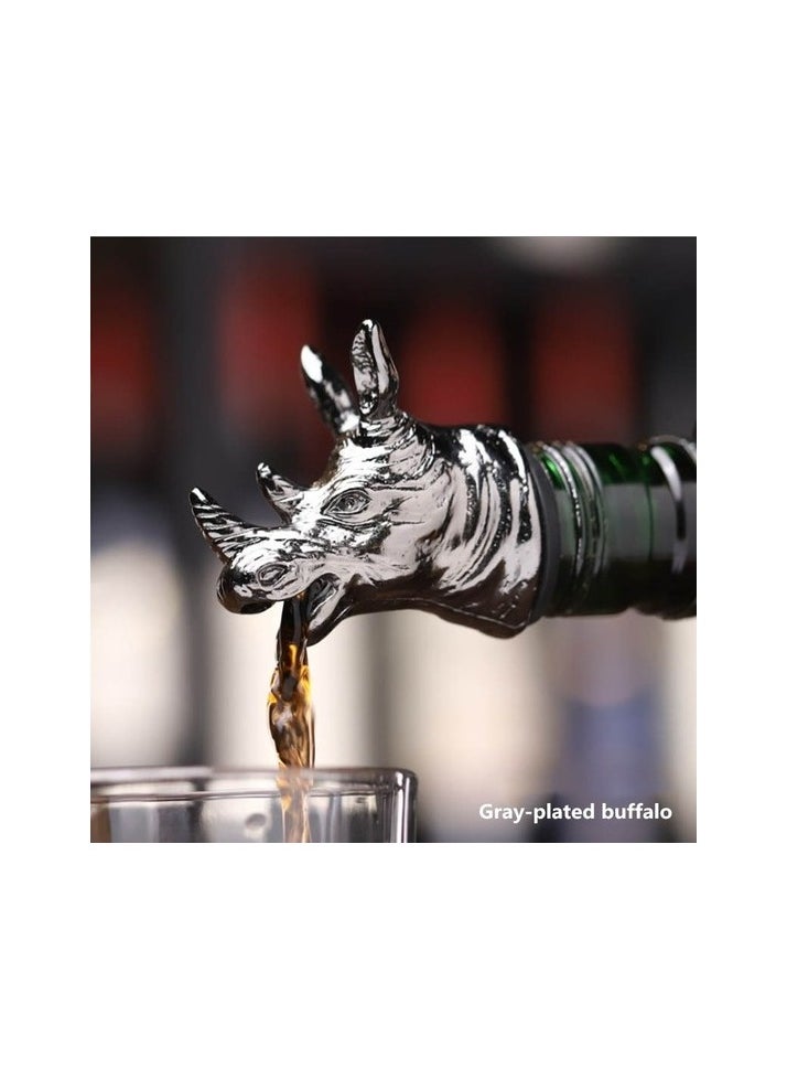 Army green style deer head stainless steel pouring, animal wine stopper, wine bottle k Colour:Colourful model:Cookie mold