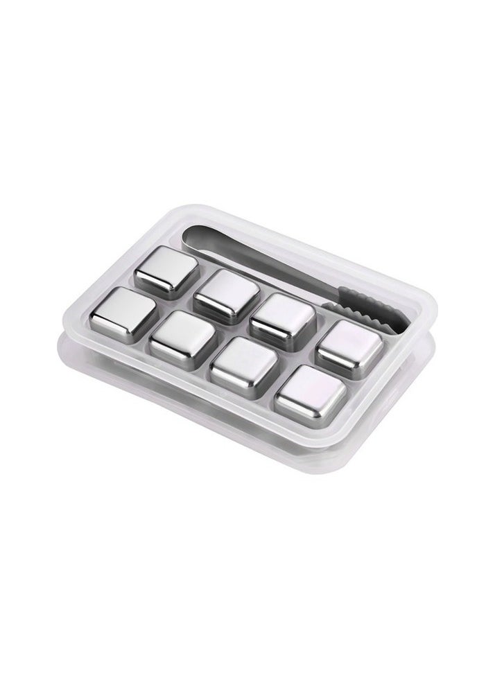 8 stainless steel ice cubes Colour:Brown