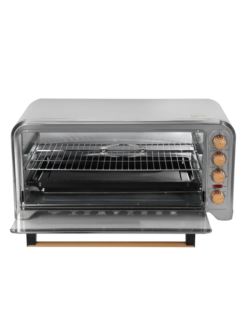 75Ltr Electric Oven Convection and Rotisserie Function| Perfect for Grilling, Toasting and Roasting| 4 Knobs and Temperature 70-250-Degrees Celsius| 120 Minute Timer with Bell, Inside Lamp| 2200W and Stainless Steel Heating Elements | 2 Years Warranty 75 L 2200 W GO34041 Silver