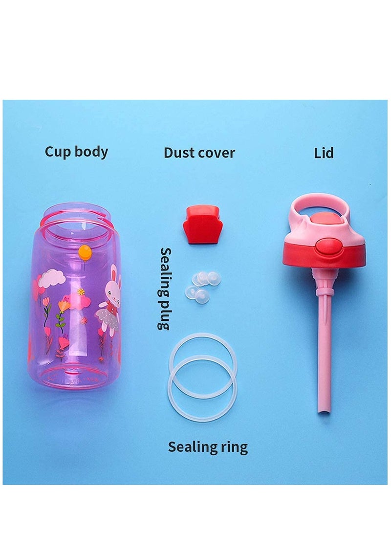 Drinking Bottle, Kids Water Bottle with Flip Straw, Flexible Carry Handle and Easy Push Button, BPA-free, Very Suitable for School And Sports Children's Water Bottle(Blue)