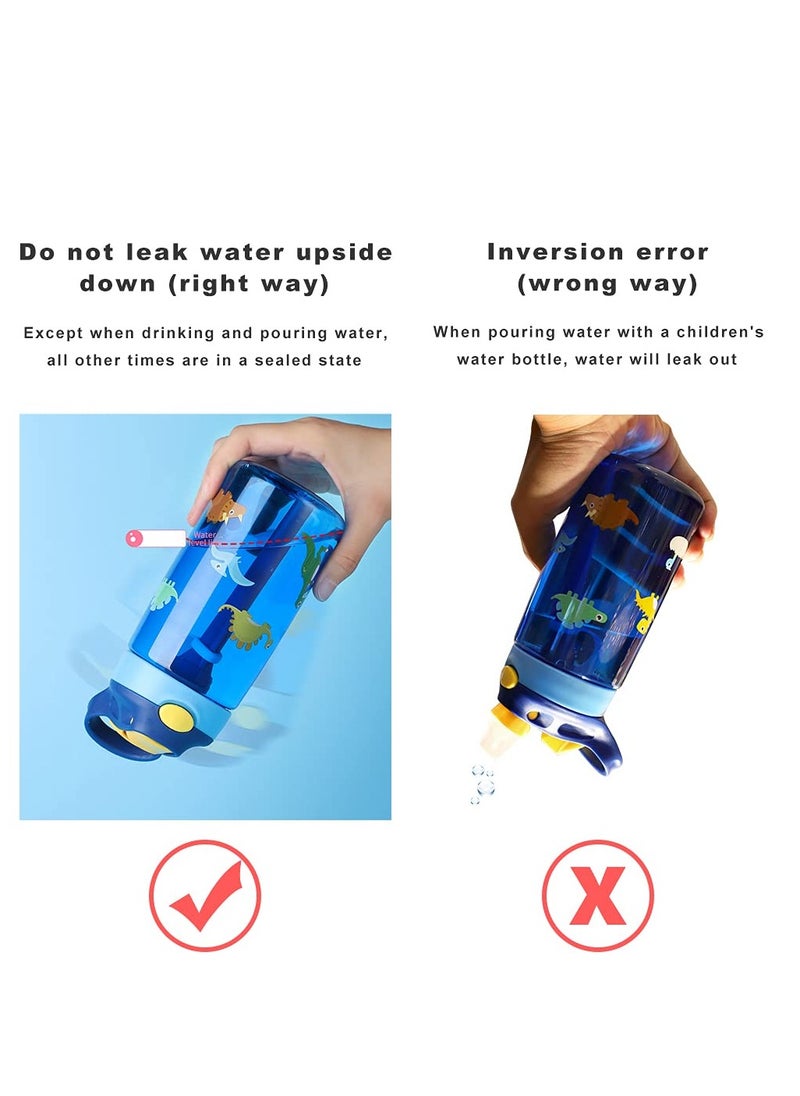 Drinking Bottle, Kids Water Bottle with Flip Straw, Flexible Carry Handle and Easy Push Button, BPA-free, Very Suitable for School And Sports Children's Water Bottle(Blue)