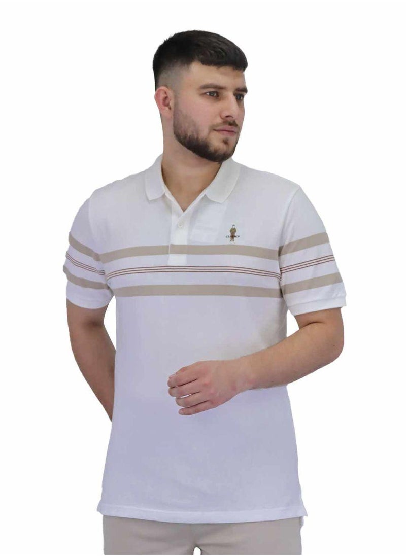 Men's Pique Flat Knit Collar Short Sleeve Thematic Slim Fit Embroidery Bold Polo