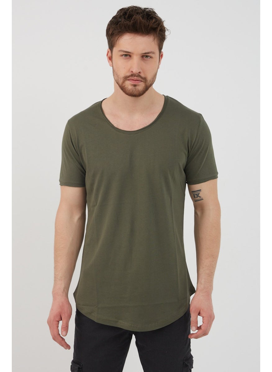 Cool Style Men's Dark Khaki Sloppy Collar Loose T-SHIRT-TCPS001R67S