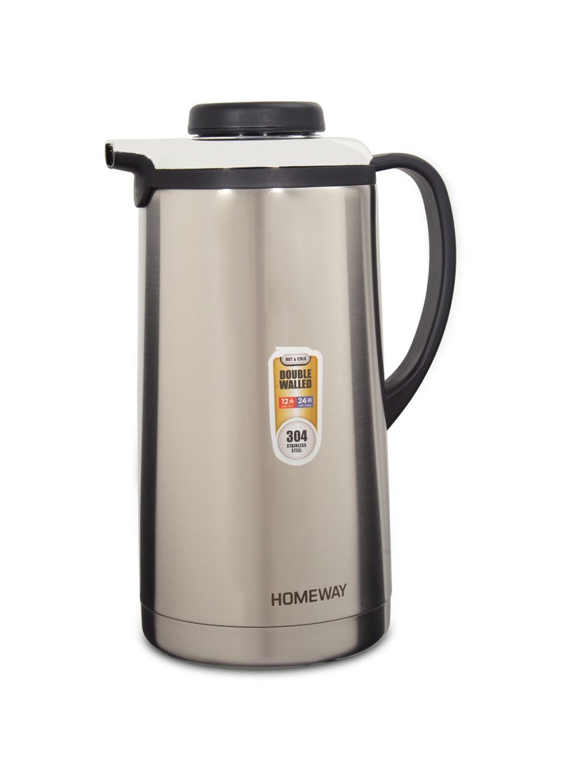 HOMEWAY 1.9L Stainless Steel Vacuum Flask – Double-Wall Insulated, Hot & Cold Beverage Thermos, Leak-Proof Travel Flask