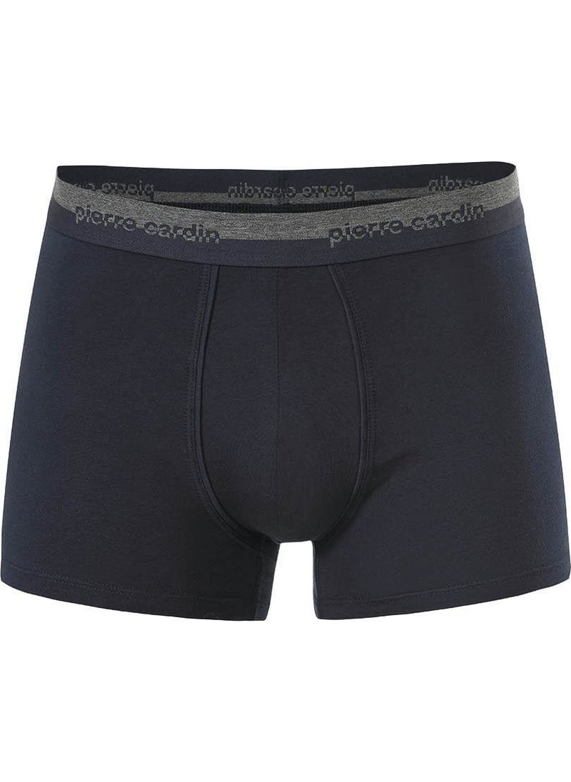 Navy Blue Gray Cotton Elastane 3-Piece Boxer Men's Boxer