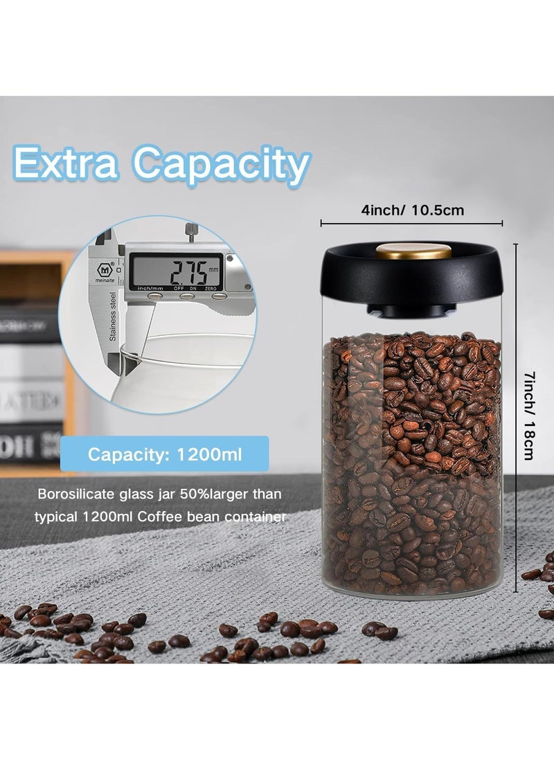 Glass Kitchen Storage Jars, Coffee Canisters with Airtight Lid Seal, Food Storage Containers - Perfect for Coffee Beans, TeaLeaves, Sugar, Candy, Spices, Rice (1200ml/40 Ounces)