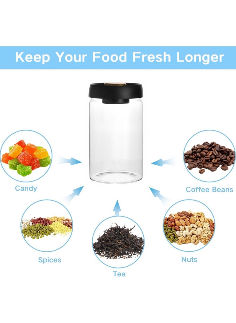 Glass Kitchen Storage Jars, Coffee Canisters with Airtight Lid Seal, Food Storage Containers - Perfect for Coffee Beans, TeaLeaves, Sugar, Candy, Spices, Rice (1200ml/40 Ounces)