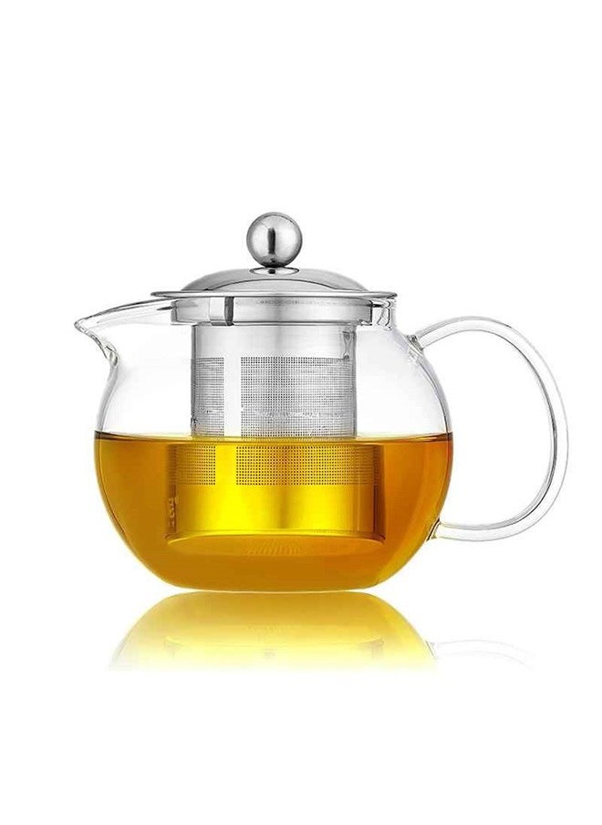 Glass Teapot Household Stainless Steel Filter Tea Set Flower Teapot, 950ml