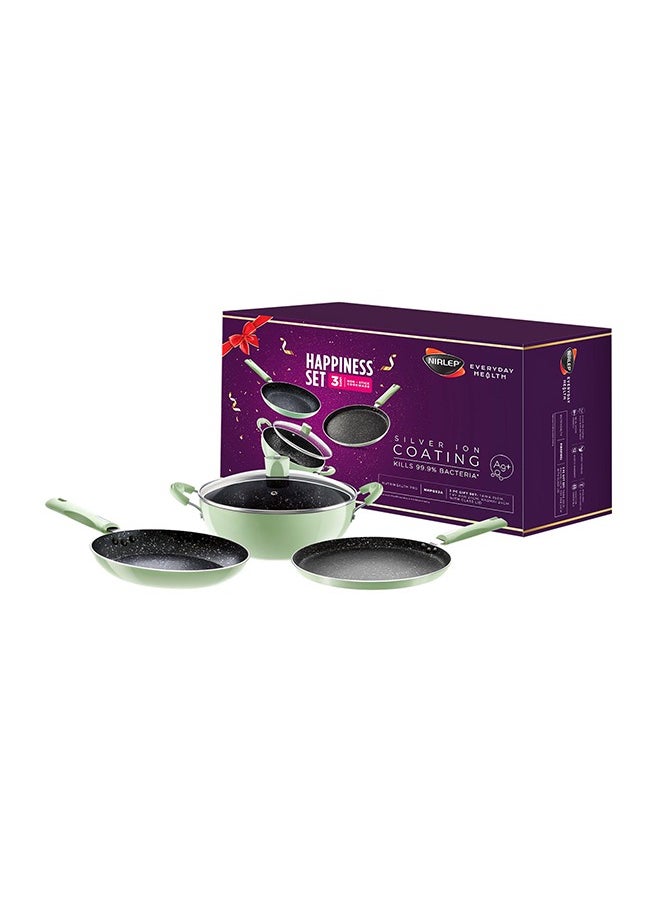 NutriHealth Pro 3-Piece Gift Set with Induction: Flat Griddle 27cm, Fry Pan 24cm, Deep Kadhai 24cm with Glass Lid | To Make Dosas, Uttapams, Parathas, Chillas, Omelettes, Crepes