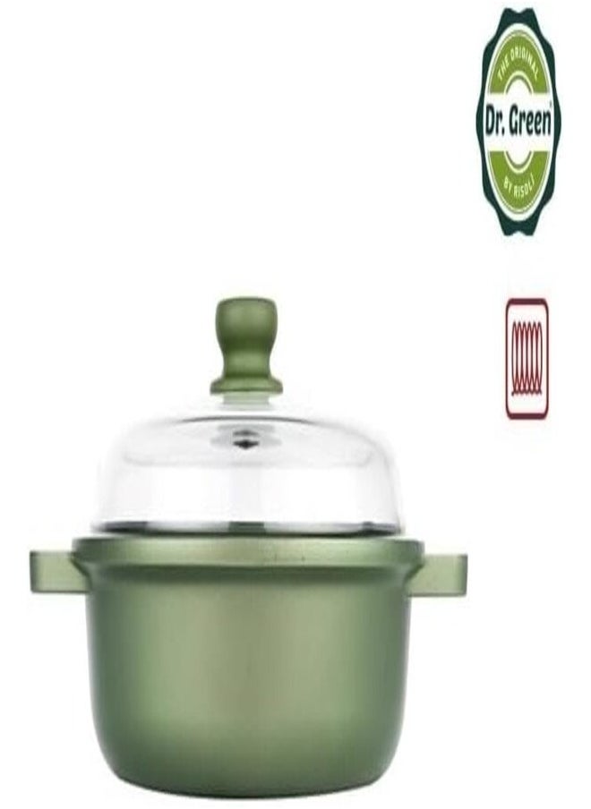 Risoli Dr. Green Extra Induction Low Casserole with Lid 28cm – 100% Italian Die-Cast Aluminum, Eco-Friendly, GreenStone Nonstick, Nickel-Free, for All Stovetops Including Induction