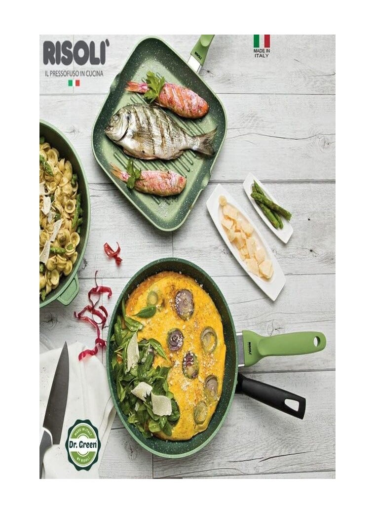 Risoli 32cm Dr. Green Fry Pan – Italian-Made Non-Stick Frying Pan with Triple Layer Greenstone® Coating, Scratch-Resistant, PFOA and Nickel Free