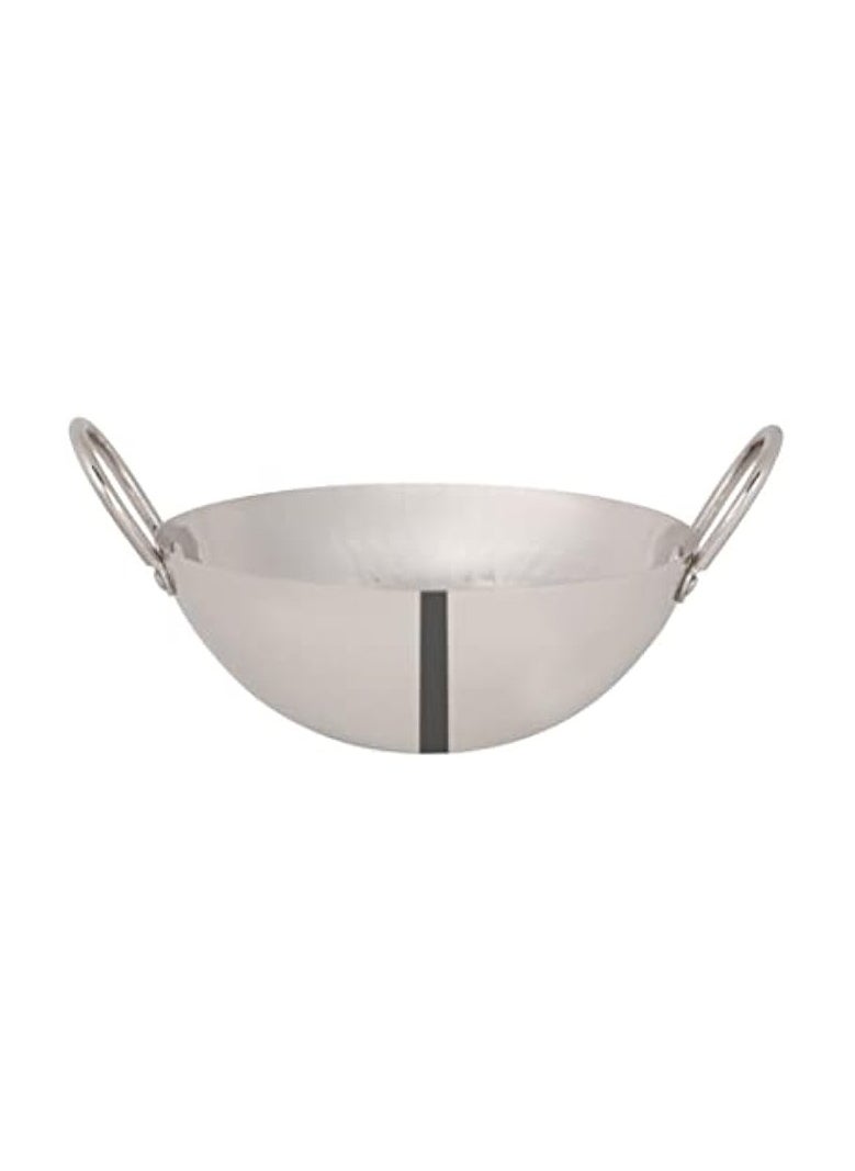 22cm Heavy Deep Round Kadai- Perfect for Sauting, Frying, Stir Frying, Etc Strong Stainless Steel Construction