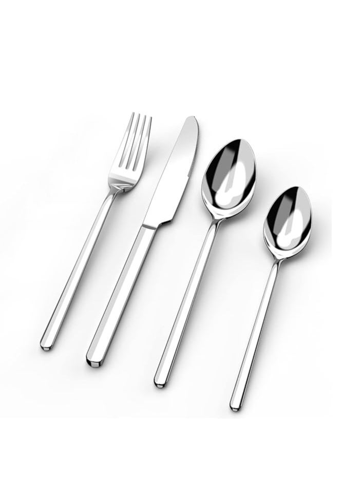 Cutlery Set, 24 Pieces Stainless Steel Silverware/Cutlery Set for 6 People, Includes Silver 6 Knife/ 6 Fork/ 6 Spoon and 6 Teaspoon, Mirror polished, dishwasher safe