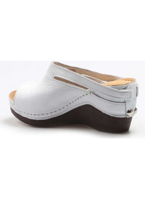 Women's Leather Comfortable Summer Wedge Heel Casual Slippers White 972za1001