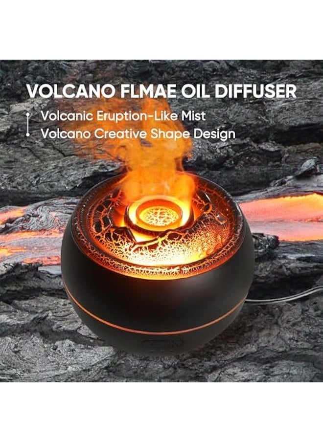 YALEDI Essential Oil Diffuser, Volcano Fire Flame Aromatherapy Diffuser, 360ml Ultrasonic Cool Mist Humidifier, Scent Aroma Diffuser with 7 Colors Light, Timer & Auto Shut-Off for Home, Room (Black)