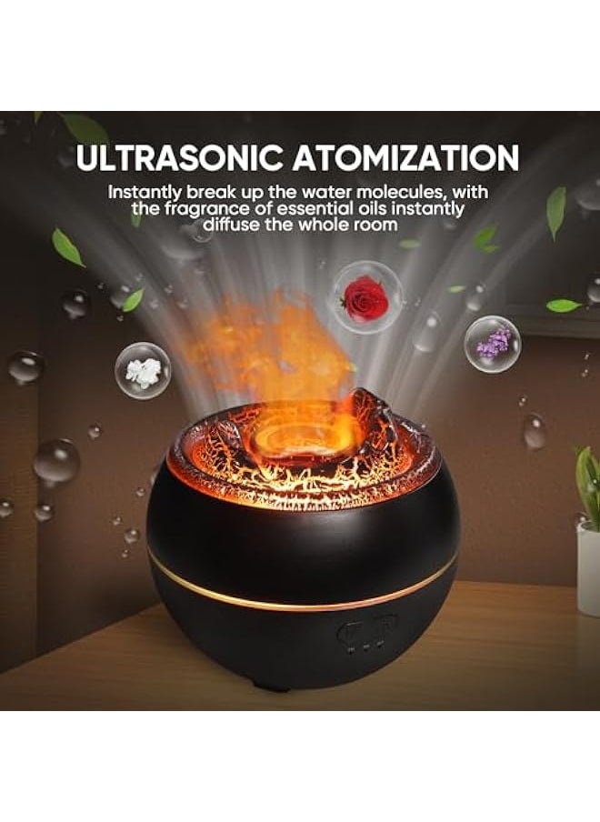 YALEDI Essential Oil Diffuser, Volcano Fire Flame Aromatherapy Diffuser, 360ml Ultrasonic Cool Mist Humidifier, Scent Aroma Diffuser with 7 Colors Light, Timer & Auto Shut-Off for Home, Room (Black)