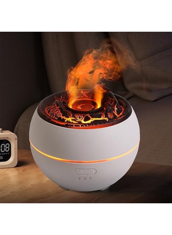 YALEDI Essential Oil Diffuser, Volcano Fire Flame Aromatherapy Diffuser, 360ml Ultrasonic Cool Mist Humidifier, Scent Aroma Diffuser with 7 Colors Light, Timer & Auto Shut-Off for Home, Room (White)