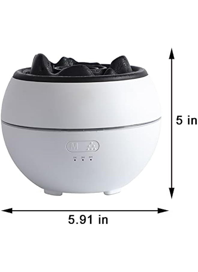 YALEDI Essential Oil Diffuser, Volcano Fire Flame Aromatherapy Diffuser, 360ml Ultrasonic Cool Mist Humidifier, Scent Aroma Diffuser with 7 Colors Light, Timer & Auto Shut-Off for Home, Room (White)