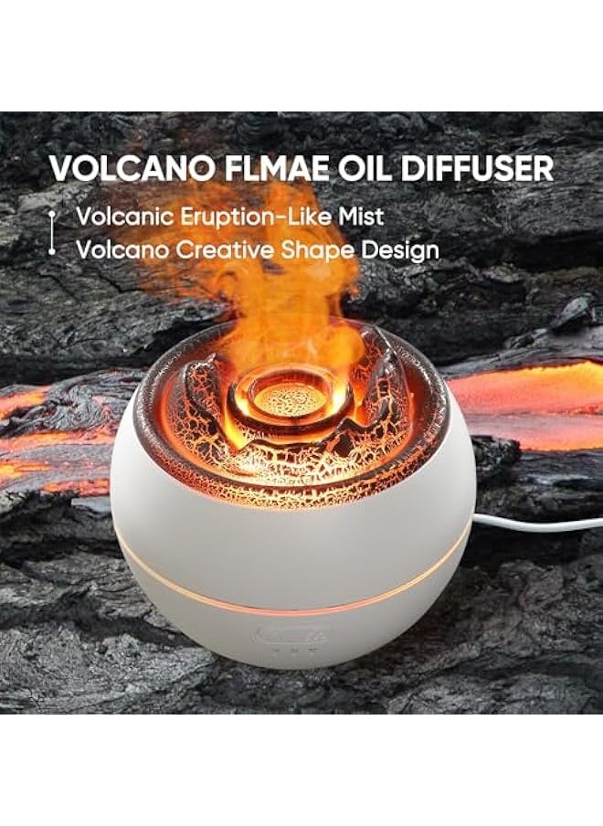 YALEDI Essential Oil Diffuser, Volcano Fire Flame Aromatherapy Diffuser, 360ml Ultrasonic Cool Mist Humidifier, Scent Aroma Diffuser with 7 Colors Light, Timer & Auto Shut-Off for Home, Room (White)