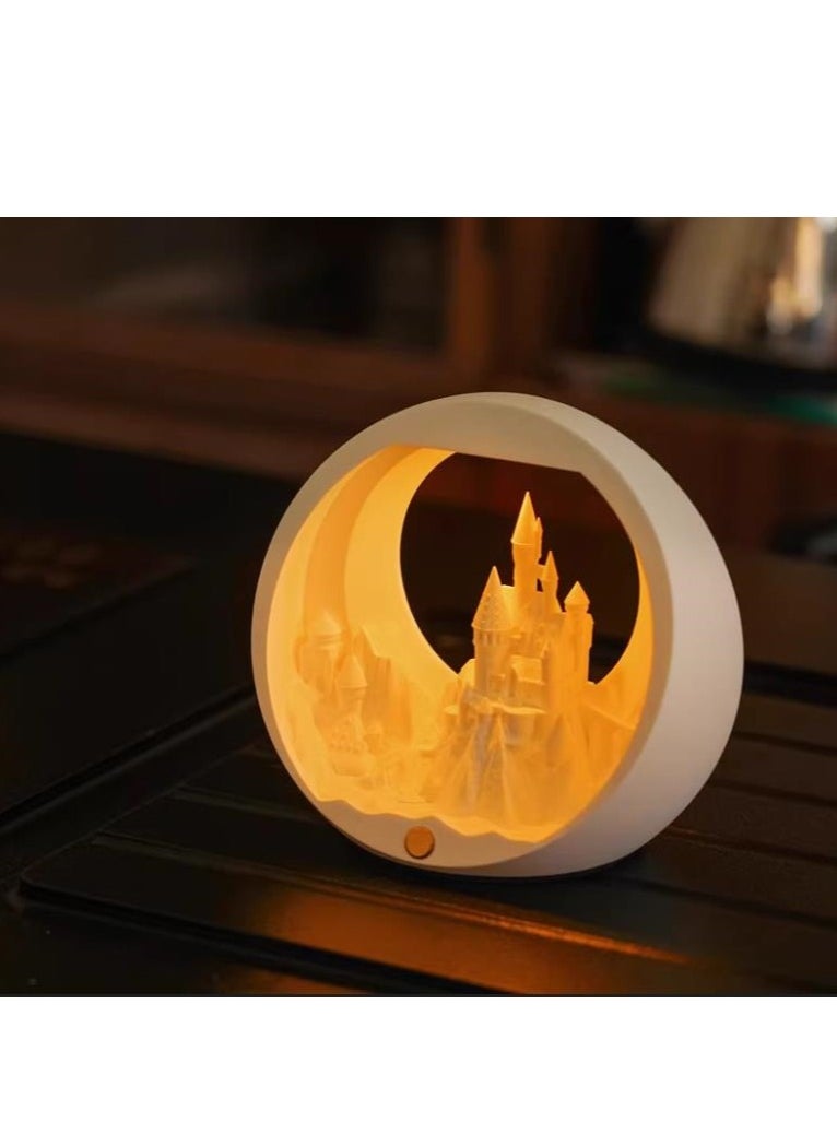 Star Castle Aromatherapy Night Light Creative Atmosphere Desk Lamp Birthday Gift for Girls Fragrance Stone Ornament Comes with Essential Oil