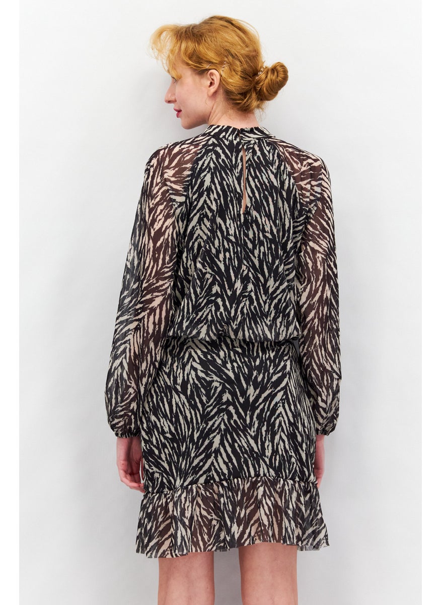 Women Allover Print Mini Dress, Black