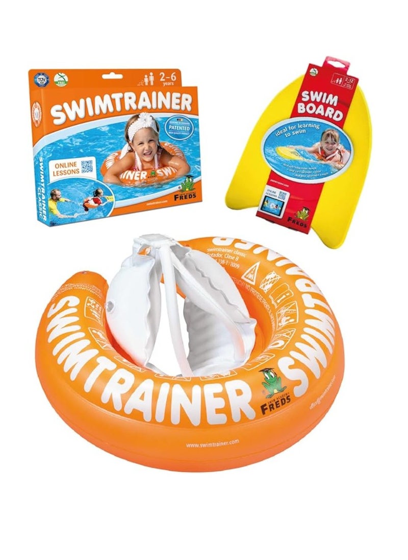 Freds Swim Academy Orange Swim Tube & Yellow Swimboard Set of 02