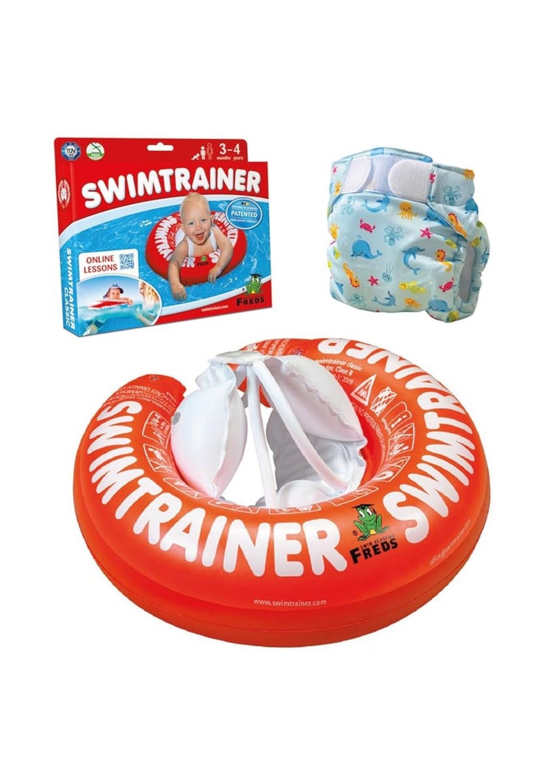 Freds Swim Academy Red Swim Tube & Blue Swim Diaper (04kg - 09kg) Set of 02