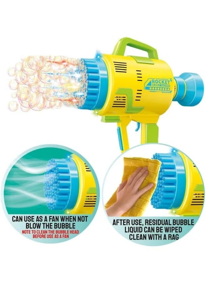 48-Hole Bubble Blower Gun with Colorful LED Lights | Rocket Launcher Bubble Maker, Foam Blaster for Kids, Fun Outdoor Toy, Party Favors & Gifts for Toddlers