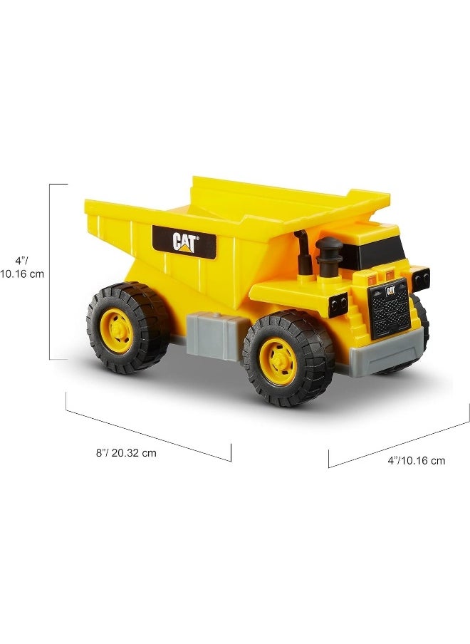 CAT Lights & Sounds Mini Power Crew 6 Inches XL Dump Truck, Battery Operated, Caterpillar Realistic Construction Toy