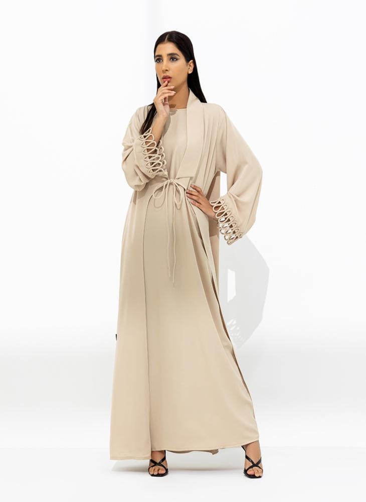 Front open abaya with front tie.