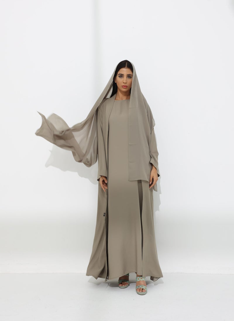 Waves patterned Abaya with inner and sheila