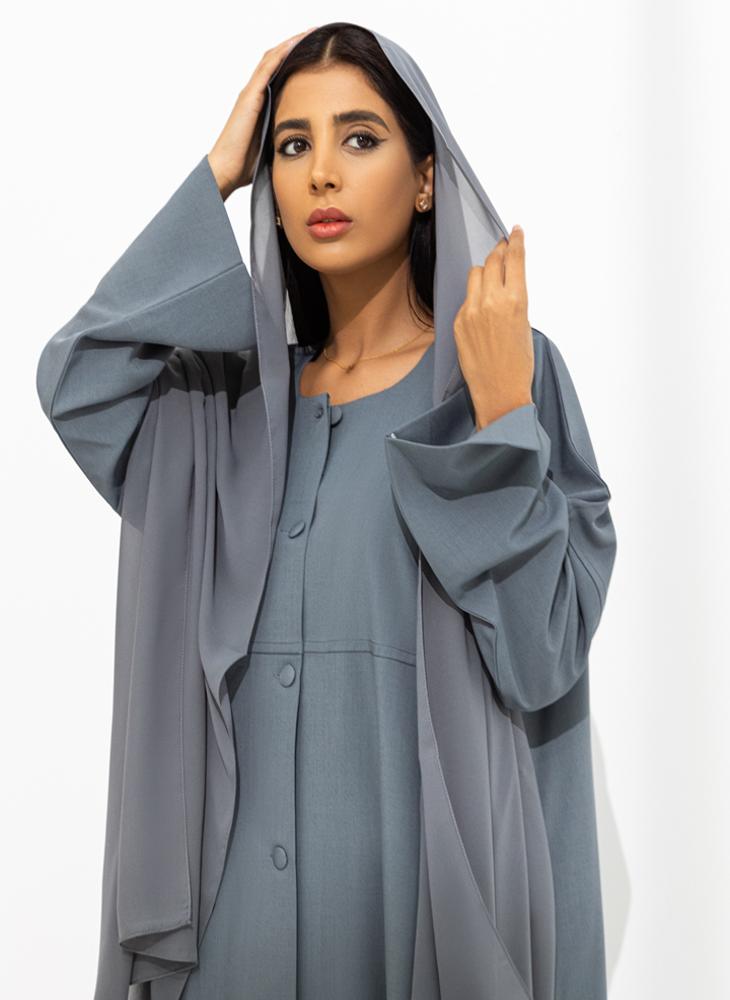 Front open abaya with buttons