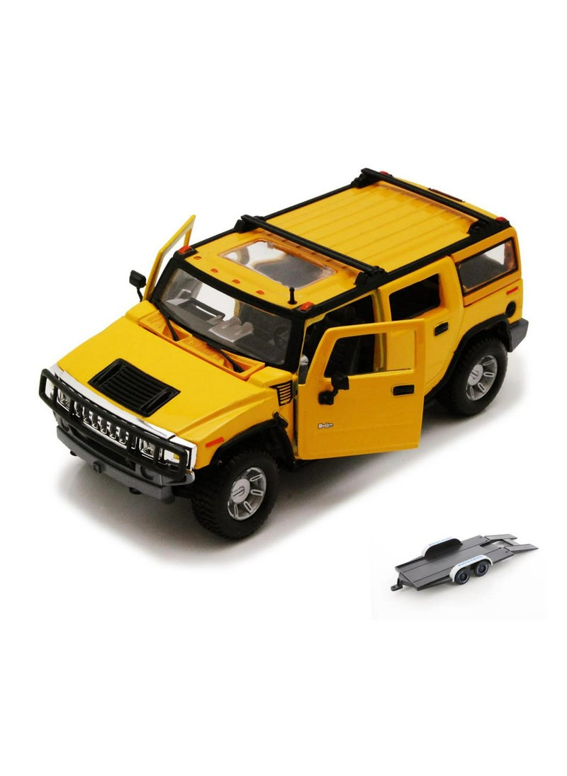 Hummer H2 SUV, Yellow -1/27 Scale Diecast Model Toy Car