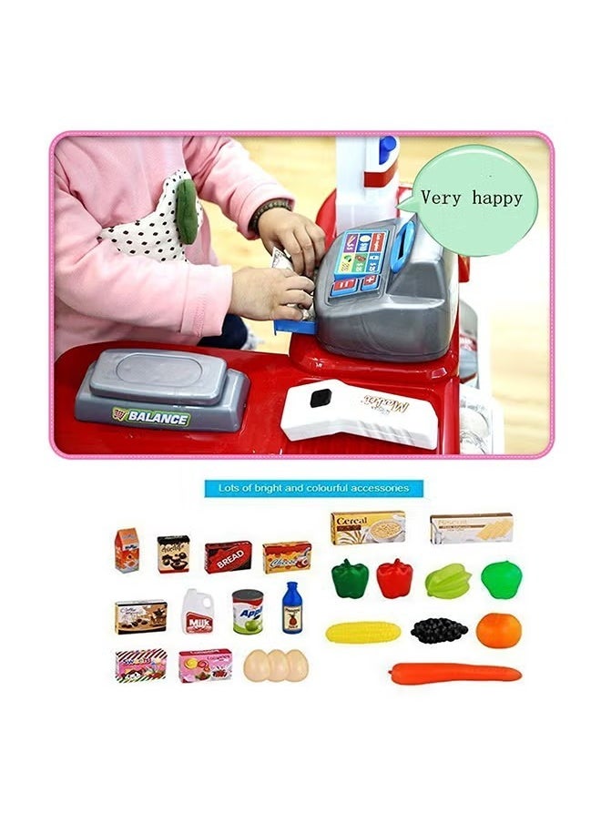 Home Pretend Supermarket Accessories With Trolley Role Play Set Toy For Kids