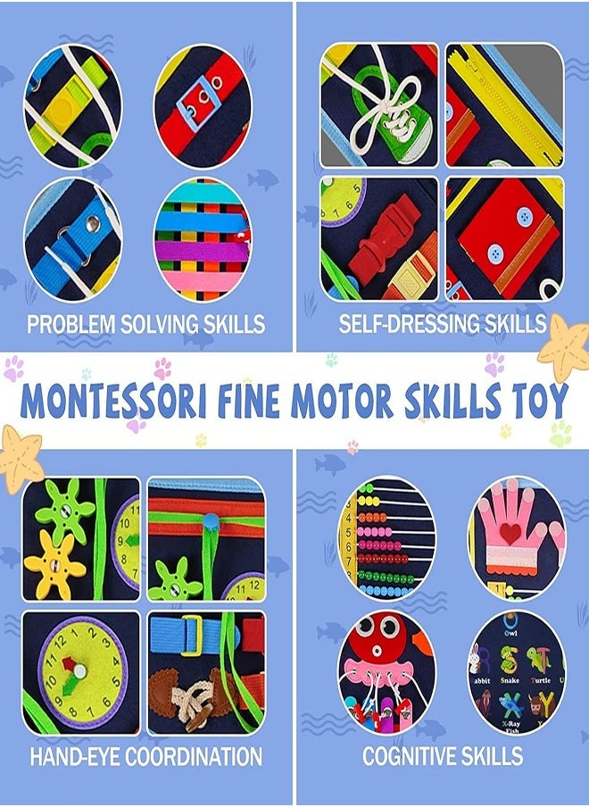 Busy Board Montessori Toysfor Children Aged 1-4, Sensory Toys for Toddlers, Busy Board for Learning Fine Motor Skills