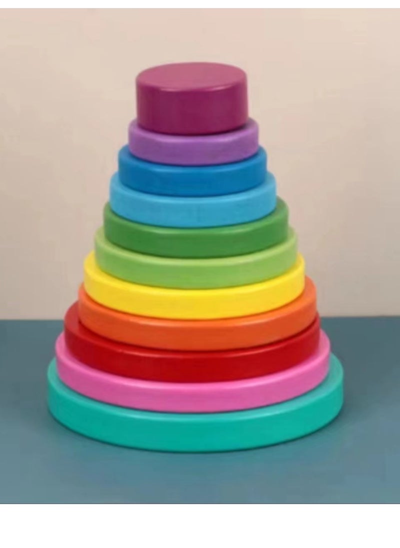 Wooden Round Coloured Tower