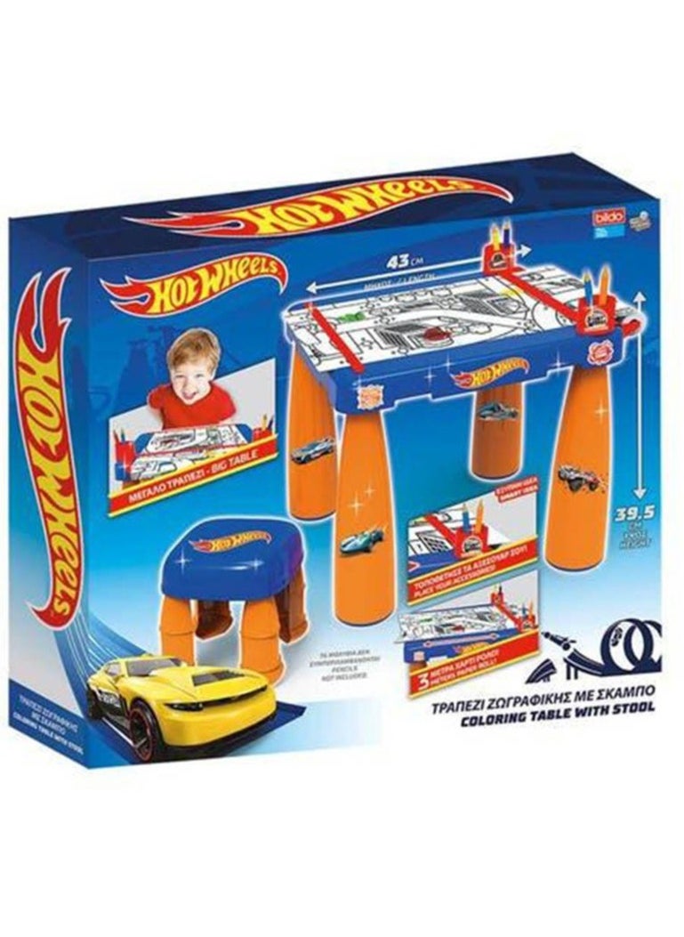 Hot Wheels Big Coloring Table with Stool