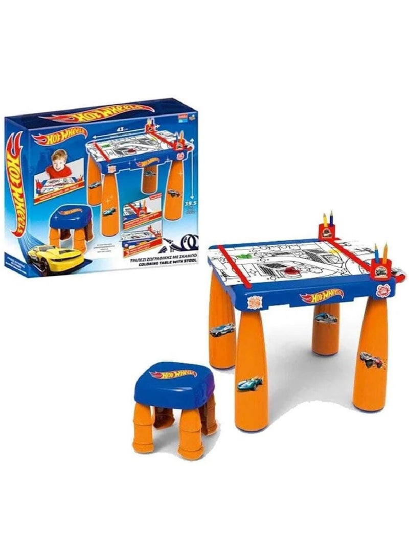 Hot Wheels Big Coloring Table with Stool