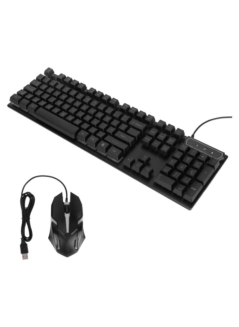 Keyboard and Mouse Combo, 104 Keys LED Backlit Mouse and Keyboard Set, Ergonomic Keyboard, Waterproof Keyboard Mouse Set for Work, Gaming