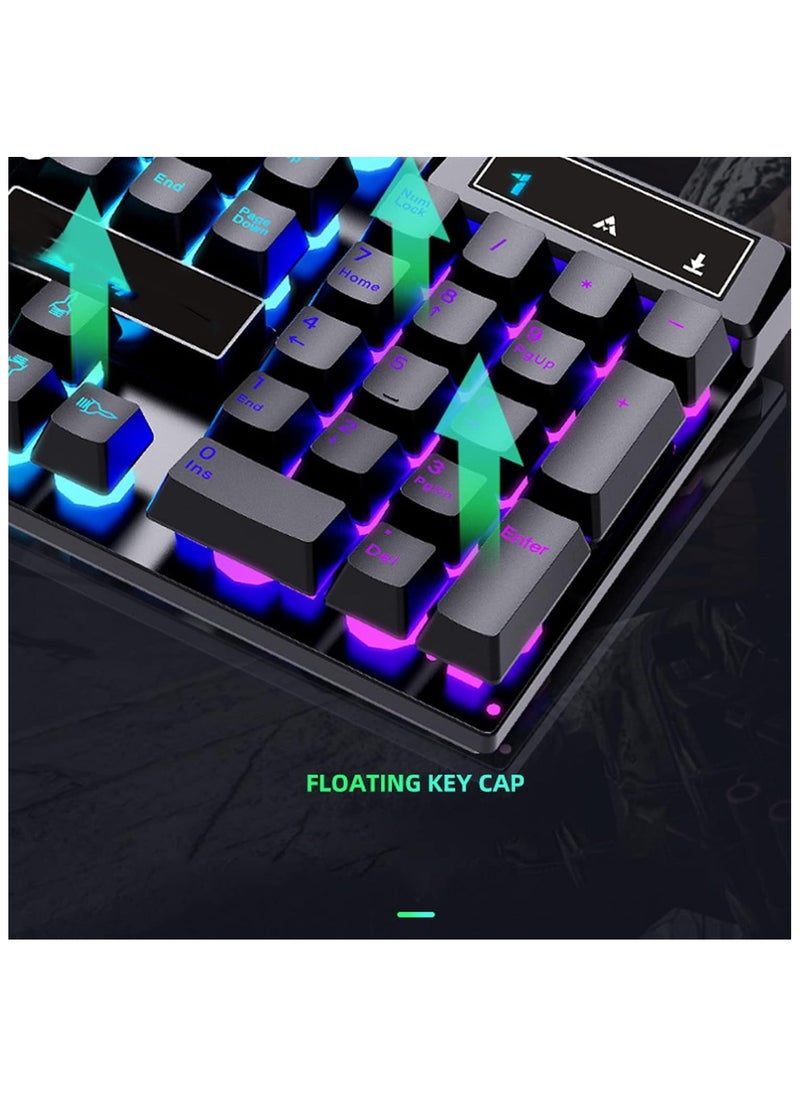 Keyboard and Mouse Combo, 104 Keys LED Backlit Mouse and Keyboard Set, Ergonomic Keyboard, Waterproof Keyboard Mouse Set for Work, Gaming