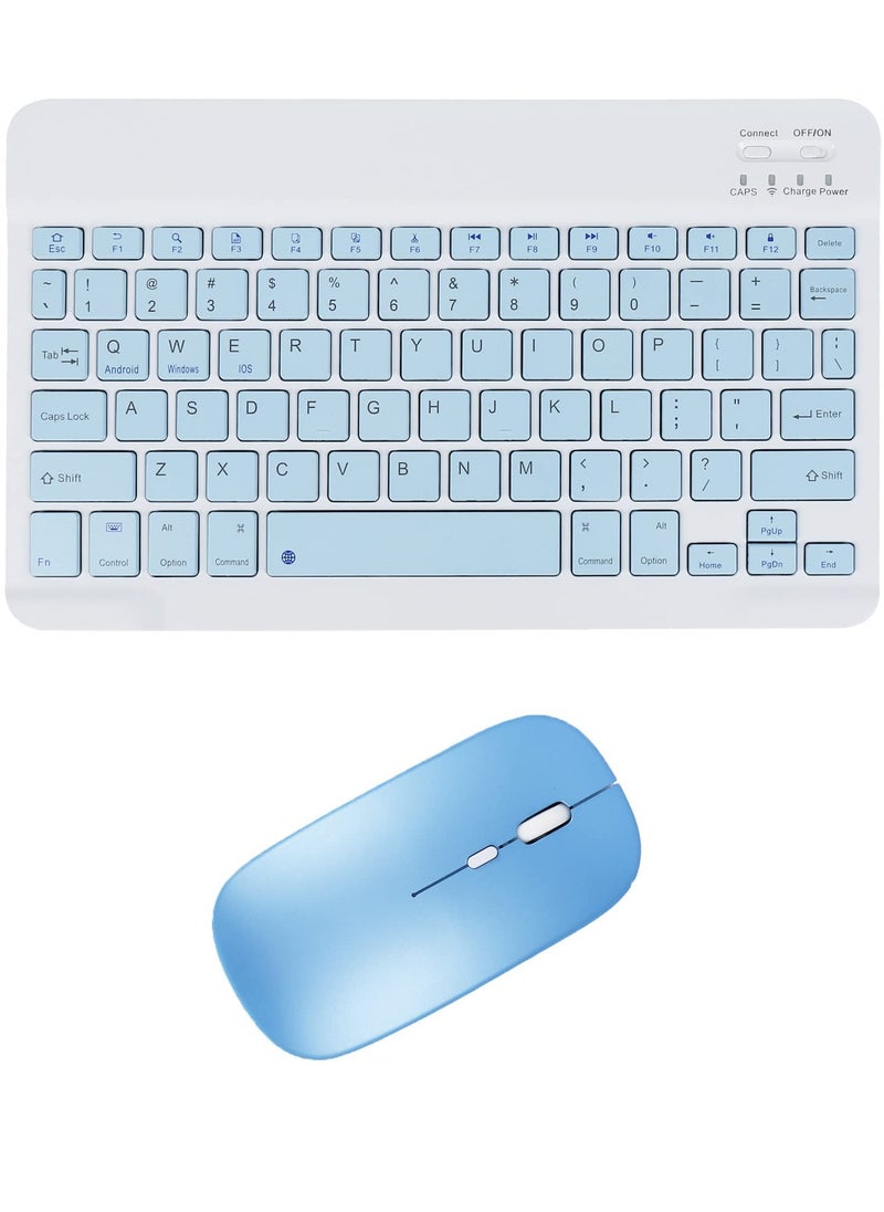 Wireless Bluetooth Keyboard and Mouse Combo, Ultra-Thin 2.4 GHz Wireless Keyboard and Mouse for iPad Pro/iPad Air/iPad 9.7 and Other iOS Android Windows Devices(Blue