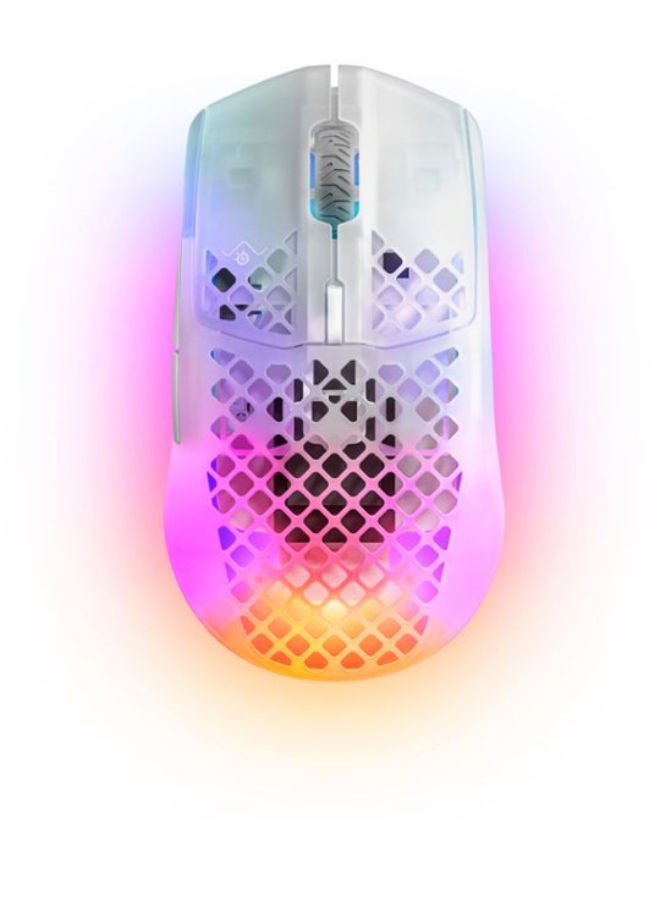 SteelSeries Aerox 3 Wireless - Super Light Gaming Mouse - 18,000 CPI TrueMove Air Optical Sensor - Ultra-Lightweight Water Resistant Design - 200 Hour Battery Life - Ghost, White