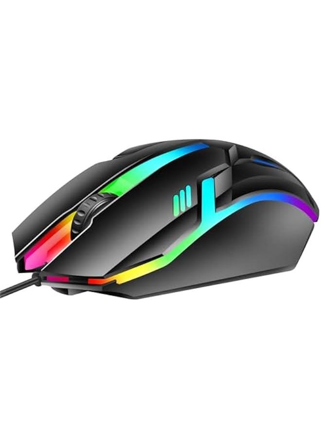 Wired Gaming Mouse 1000 DPI RGB Lighting, 3 Keys for Office PC Laptop