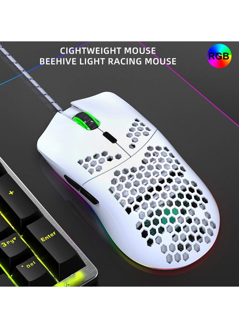 Wired Gaming Mouse, Computer Accessory RGB Hollow Mouse, Durable for Office Home