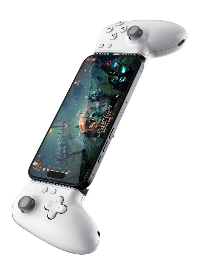 Gaming Controller compatible with IOS and Android / Multi-Platform Game Controller / Bluetooth/Wired Connection / Rapid-Fire Turbo / PC/ PS4/PS5/XBOX Streaming/Cloud computer/XGP/Arcade - White