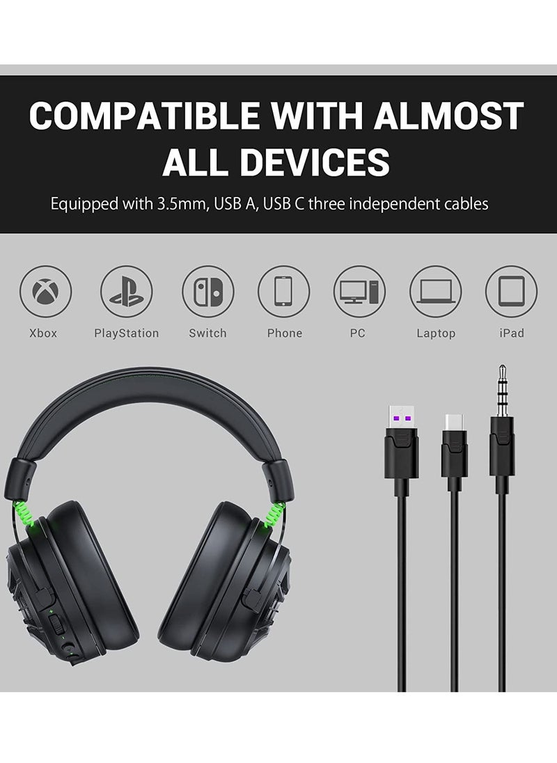 EKSA E5000 PRO Gaming Headset-7.1 Surround Sound Intelligent Noise Cancelling Microphone,Wired Headphones for PC PS4 PS5 Xbox one