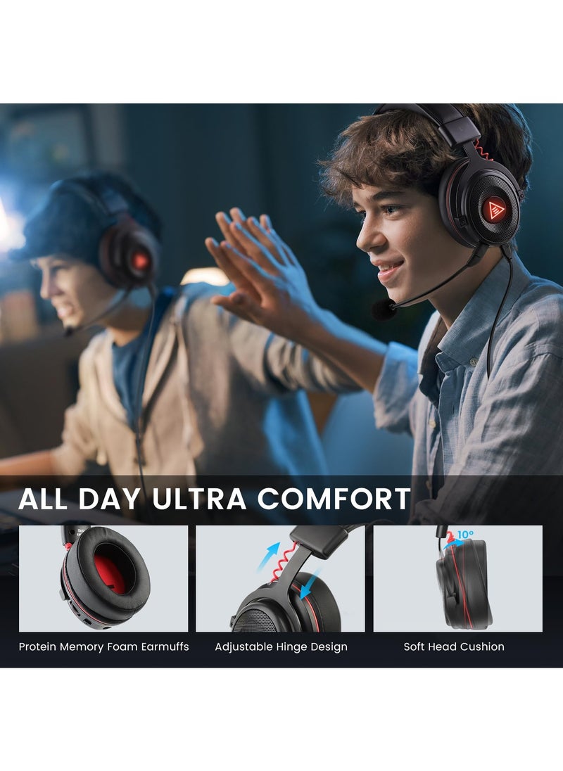 EKSA E900 Pro USB Gaming Headset-Xbox One Headset with 7.1 Surround Sound, PS4/PS5 Headset Noise Cancelling Headset with Mic&LED Light, Compatible with PC, PS4, PS5, Xbox One Controller, Nintendo Switch